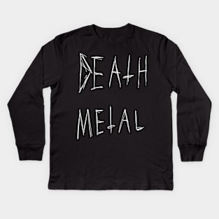 Death Metal Dark Text Sketch Design (white) Kids Long Sleeve T-Shirt